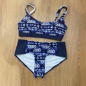 Roxy Fitness 70s Blue Die Dye Bikini Size Small
